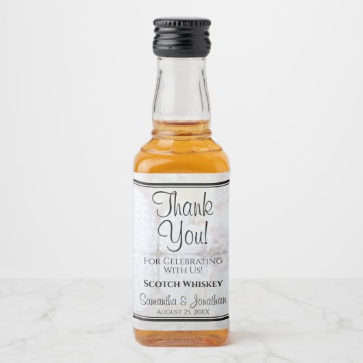 White Reflections Bedankt voor je huwelijk. Likeurfles Etiket (Voorkant)