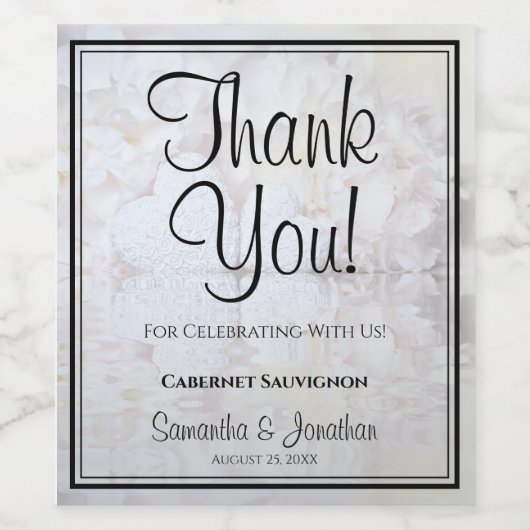 White Reflections Bedankt voor je huwelijk Wijn Etiket (Enkel label)