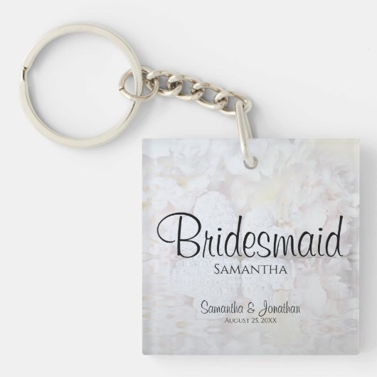 White Reflections Bridesmaid Wedding Favor Sleutelhanger (voorkant)