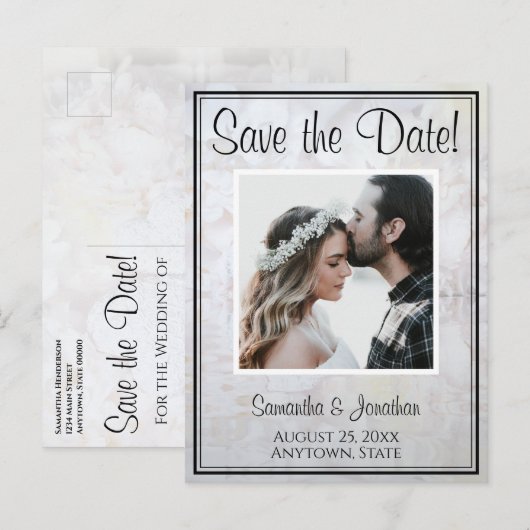 White Reflections Trouwkaart Save the Date Postcar Briefkaart (Voorkant / Achterkant)