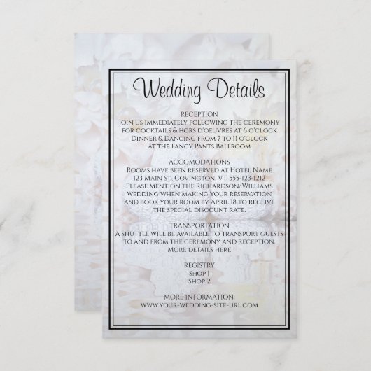 White Reflections Wedding Details Enclosure Kaart (Voorkant / Achterkant)