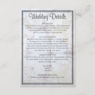 White Reflections Wedding Details Enclosure Kaart
