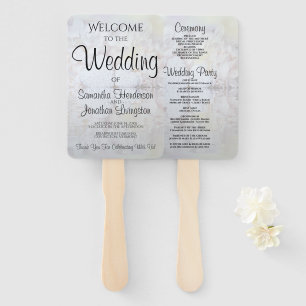 White Reflections Wedding Fans with Program Handwaaier