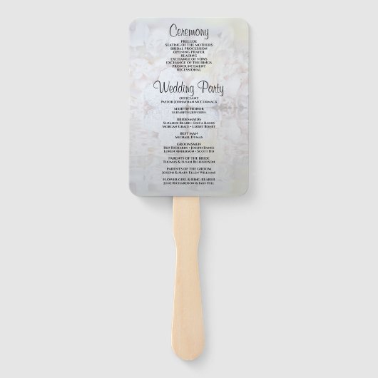 White Reflections Wedding Fans with Program Handwaaier (Achterkant)