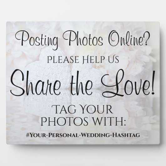 White Reflections Wedding Photo Share Hashtag Sign Fotoplaat (Voorkant)
