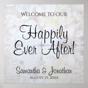 White Reflections Wedding Welcome Sign Poster