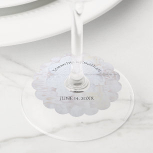 White Reflections Wedding Wine Glass Labels