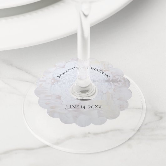 White Reflections Wedding Wine Glass Labels (Dichtbij)