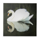 White Regal Swan Ceramic Tile Tegeltje (Voorkant)