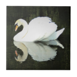 White Regal Swan Ceramic Tile Tegeltje