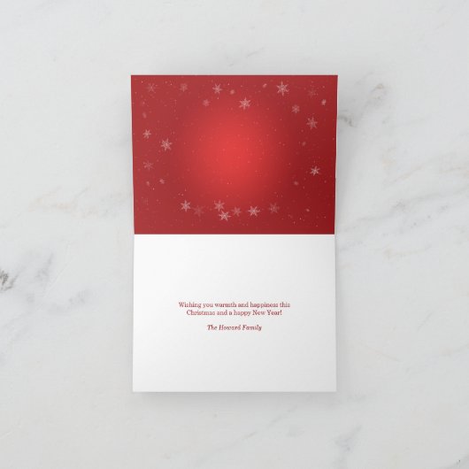 White Reindeer and Snowflakes Folded Holiday Card Feestdagen Kaart (Binnen)