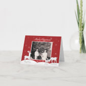 White Reindeer and Snowflakes Folded Holiday Card Feestdagen Kaart (Voorkant)