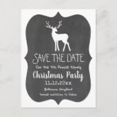 White Reindeer Chalkboard Jaarlijks Kerstfeest Aankondigingskaart (Voorkant)