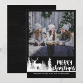 White Reindeer Chalkboard Merry-kerstfoto Feestdagenkaart (Voorkant / Achterkant)