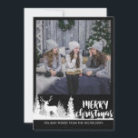 White Reindeer Chalkboard Merry-kerstfoto Feestdagenkaart<br><div class="desc">White Reindeer Chalkboard Merry-kerstfoto</div>