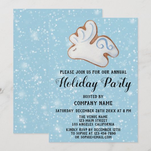 White Reindeer Cookie Snow Company Holiday Party Kaart (Voorkant / Achterkant)