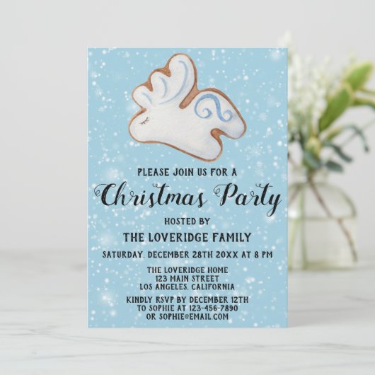 White Reindeer Cookie Snow Holiday Kerstfeest Kaart (Staand voorkant)