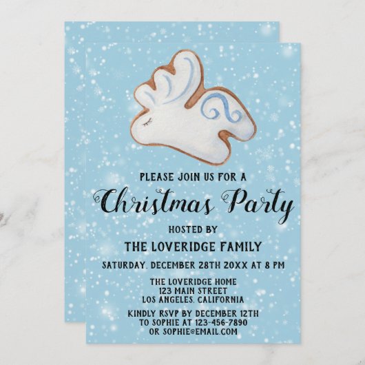 White Reindeer Cookie Snow Holiday Kerstfeest Kaart (Voorkant / Achterkant)