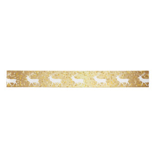 White Reindeer Gold Sparkle Holiday Satijnen Lint
