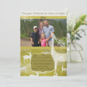 White Reindeer on Green Photo Holiday Kaart (Staand voorkant)