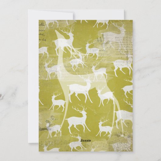 White Reindeer on Green Photo Holiday Kaart (Achterkant)