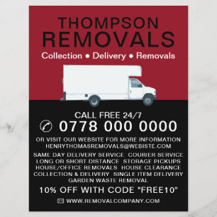 White Removal Van, verwijderend Bedrijf Adverteren Flyer