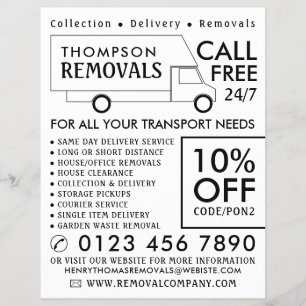 White Removal Van, verwijderend Bedrijf Adverteren Flyer