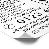 White Removal Van, verwijderend Bedrijf Adverteren Poster (Hoek)