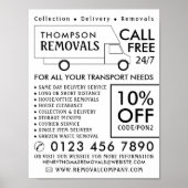 White Removal Van, verwijderend Bedrijf Adverteren Poster (Voorkant)