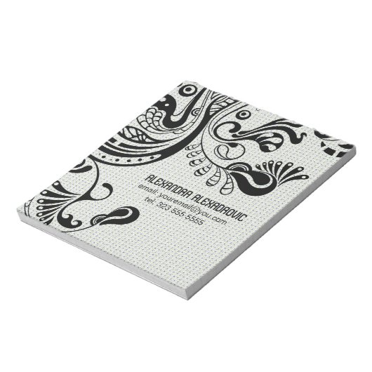 White Retro Abstract Phoenix Bird-Monogram Notitieblok (Linkerzijde)