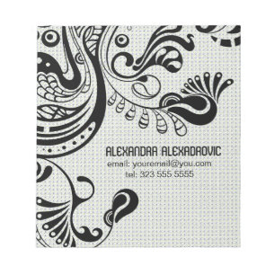 White Retro Abstract Phoenix Bird-Monogram Notitieblok