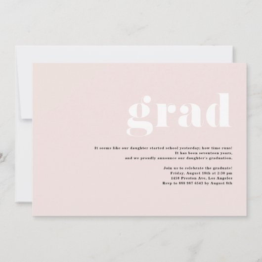 White Retro Bold Typography Photo Afstuderen Aankondiging (Achterkant)