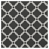 White Retro Chic Modern Circles Pattern on Black Stof (Close Up)