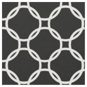 White Retro Chic Modern Circles Pattern on Black Stof (Close Up)