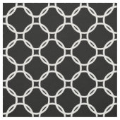 White Retro Chic Modern Circles Pattern on Black Stof (Swatch)