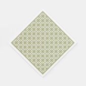 White Retro Chic Squares Patroon op Olive Green Servetten (Hoek)