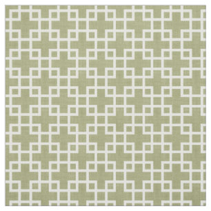 White Retro Chic Squares Patroon op Olive Green Stof