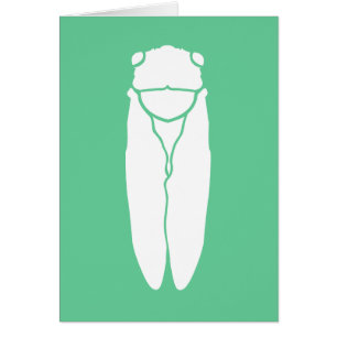 White Retro Cicada Insect Print