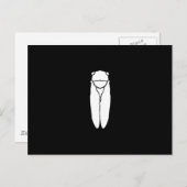 White Retro Cicada Insect Print Briefkaart (Voorkant / Achterkant)