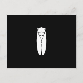 White Retro Cicada Insect Print Briefkaart