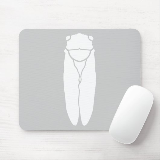 White Retro Cicada Insect Print Muismat (Met muis)