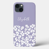 White Retro Dogwood Flowers Custom Name Case-Mate iPhone Case (Achterkant)