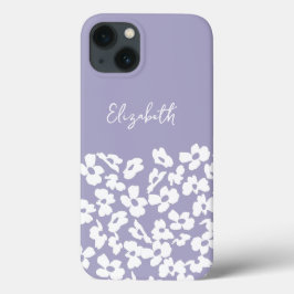 White Retro Dogwood Flowers Custom Name Case-Mate iPhone Case