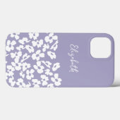 White Retro Dogwood Flowers Custom Name Case-Mate iPhone Case (Achterkant (horizontaal))