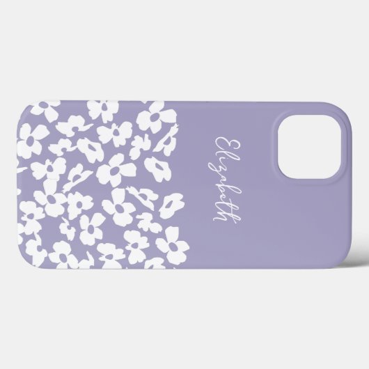 White Retro Dogwood Flowers Custom Name Case-Mate iPhone Case (Achterkant (horizontaal))
