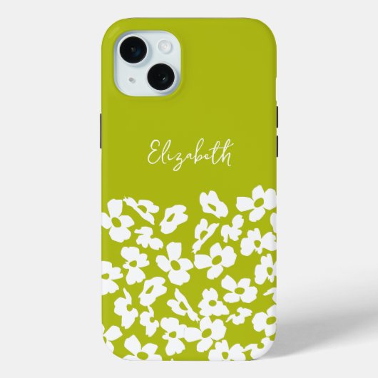 White Retro Dogwood Flowers Custom Name Case-Mate iPhone Case (Achterkant)