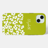 White Retro Dogwood Flowers Custom Name Case-Mate iPhone Case (Achterkant (horizontaal))