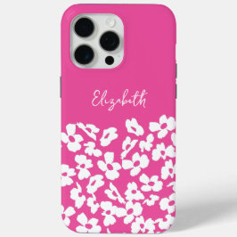 White Retro Dogwood Flowers Custom Name iPhone 15 Pro Max Hoesje