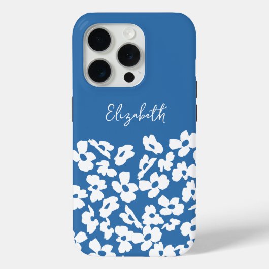 White Retro Dogwood Flowers Custom Name Case-Mate iPhone Case (Achterkant)