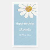 White Retro Modern Daisy Flower Birthday Party Servet (Voorkant)